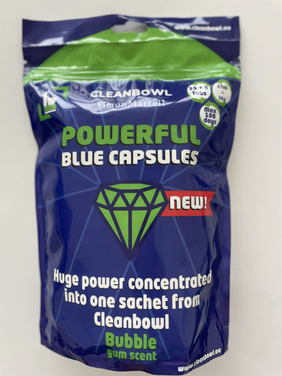 Obrazek Kapsułki do toalet chemicznych PowerFul Blue Capsules o zapachu BUBBLE GUM